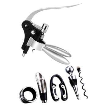 

Rabbit Wine Bottle Opener Corkscrew Kit-with Foil Cutter, Wine Stopper,Extra Spiral,Wine Decanter and Drip Stop Ring 6Pc