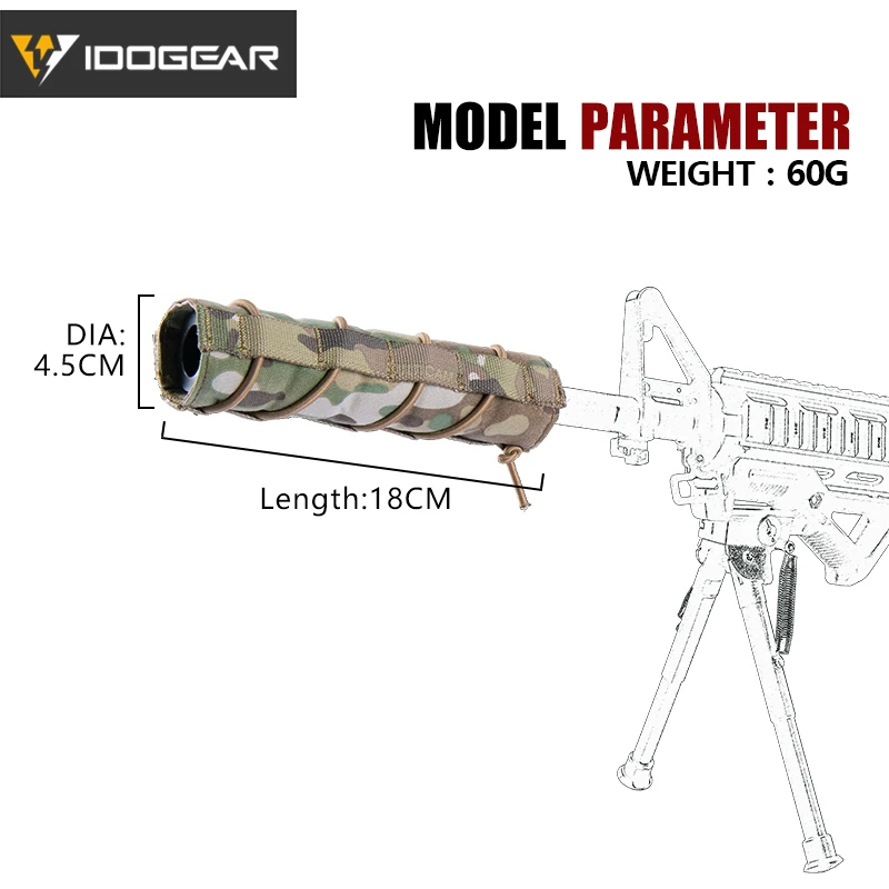 IDOGEAR 7" 18cm Suppressor Silencer Heat Cover Shield Sleeve Shooting Muffler Protecter 3529