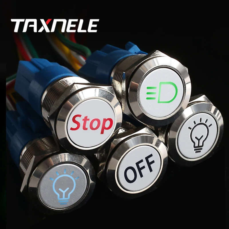 5pcs/set 16mm 19mm 22mm OEM LED Light Metal Push Button Switch 12V 220V 110V momentary latching Customized Car Auto switch | Обустройство