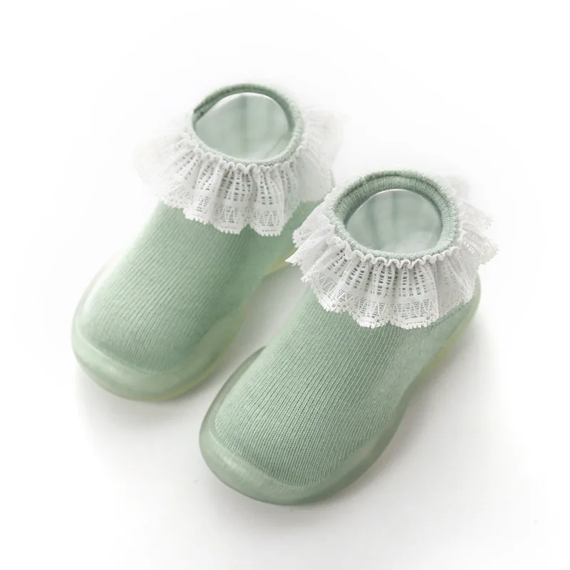 Обувь для маленьких девочек Нескользящие носки-тапочки детские резиновые носки кружевные носки для маленьких девочек обувь для маленьких девочек Обувь для новорожденных девочек