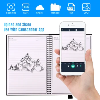 

Erasable Reusable Smart Notebook Hardcover Writing Note Book Journal Wet Hot Erase B5 Size 30 Sheet with Erasable Pen & Cloth