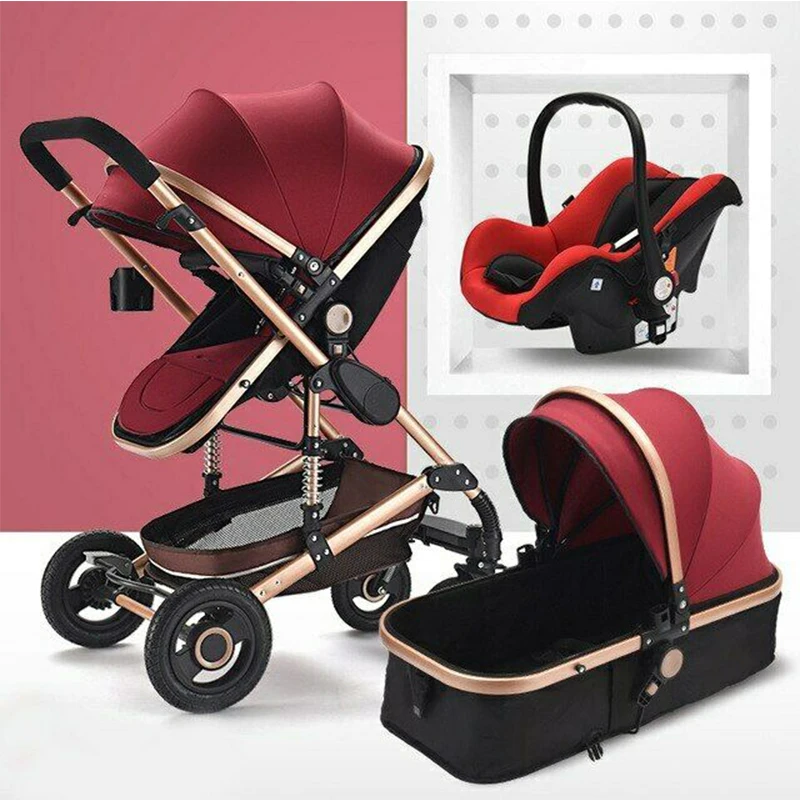 

Wisesonle Baby Stroller 3 In 1 Folding Light Four Seasons Multifunction 3 In 1 High Landscape Stroller