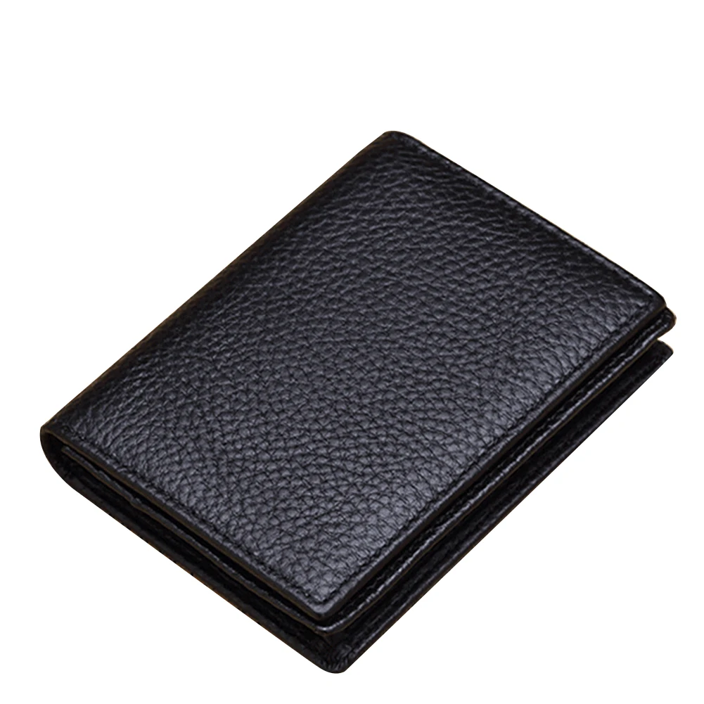 

Thin Business Rectangle Office Soft Home Men Wallet ID Case Travel Leather Short Card Holder Solid Large Capacity