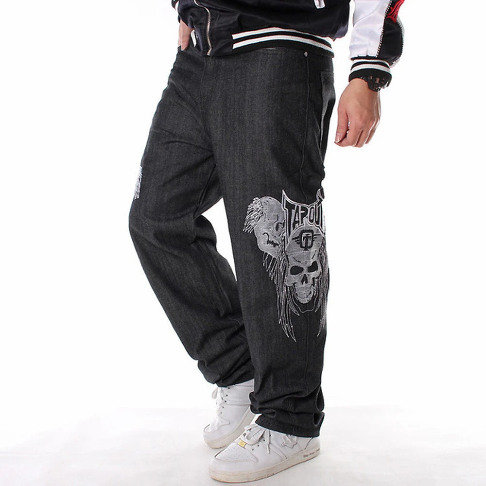 Pantalones holgados de calavera esqueleto para hombre, ropa de calle, Jeans de Hip Hop, bordados de mezclilla, talla grande, 2022| Pantalones vaqueros| - AliExpress