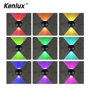 

RGB Led Aluminum Outdoor Indoor Ip65 Up Down Nordic Wall Lamp White Black Modern For Home Stairs Bedroom KTV Bar colorful lamp