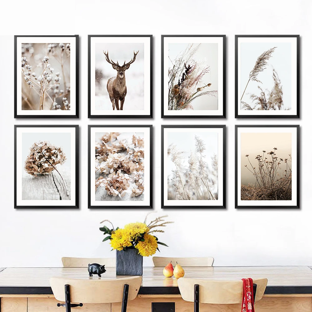 Bouquet-Wall-Art-Animal-Canvas-Painting-Hydrangea-Twig-Nordic-Posters-And-Prints-Deer-Landscape-Wall-Pictures (3)