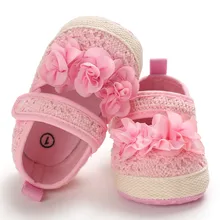 Новорожденных для маленьких девочек туфли в стиле «Принцесса» с цветочным рисунком, для тех, кто только начинает ходить мягкая подошва на плоской подошве; одежда для малышей; Повседневное однотонная обувь для колыбельки