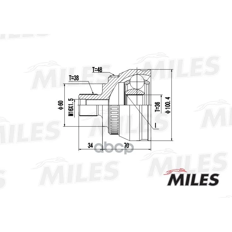 Шрус Ford Galaxy/Vw Sharan I-Ii 1.8t-2.8 99-10 Нар. Abs Miles Ga20525 Miles арт. GA20525
