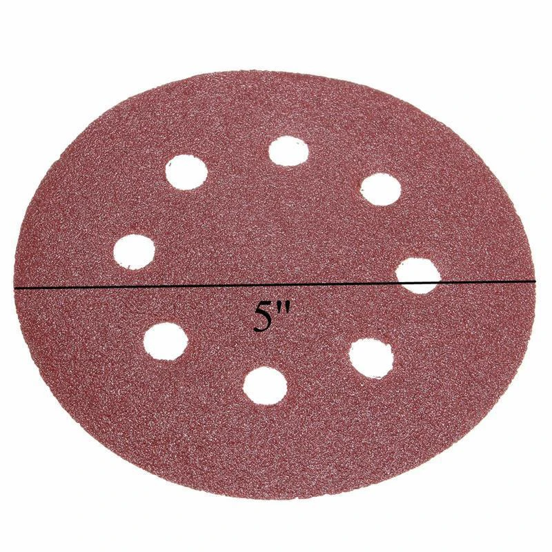 

100pc 5 Inch Round Sandpaper Sand Sheets 40 Grit Hook Loop Sanding Disc Polish