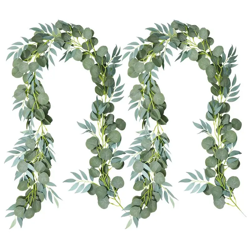 Artificial Faux Silk Eucalyptus Plant Green Leaves Fake Plant Home Party Decor