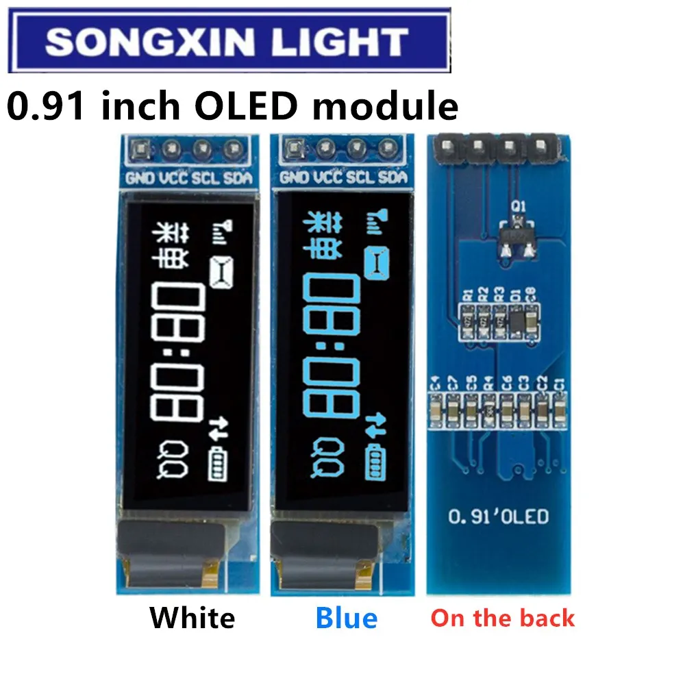 1Pcs SONGXIN LIGHT 0.91 inch OLED module 0.91&quot blue 128X32 LCD LED Display Module IIC Communicate MODU | Электронные