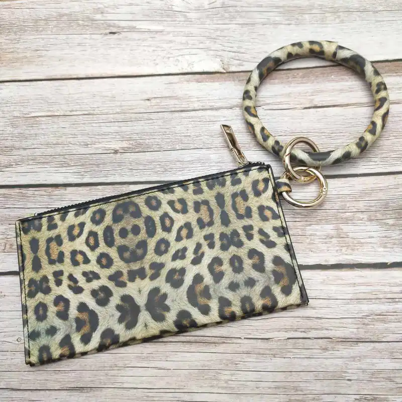 PU Leather Purse Bag Wristlet Keychain Bracelets for Women