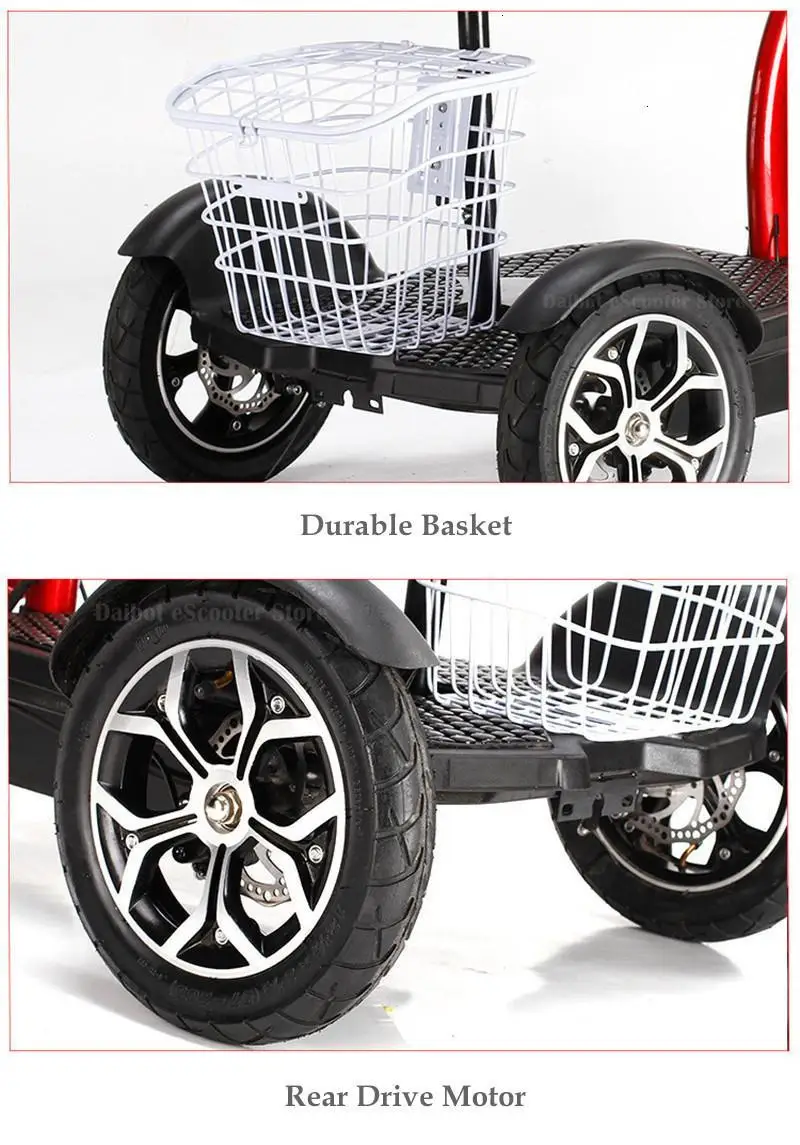 Daibot Mini Electric Tricycle Scooter Electric Scooters Removable BatteryBasket 16 Inch 48V 500W Electric Scooter Adults Kids (12)
