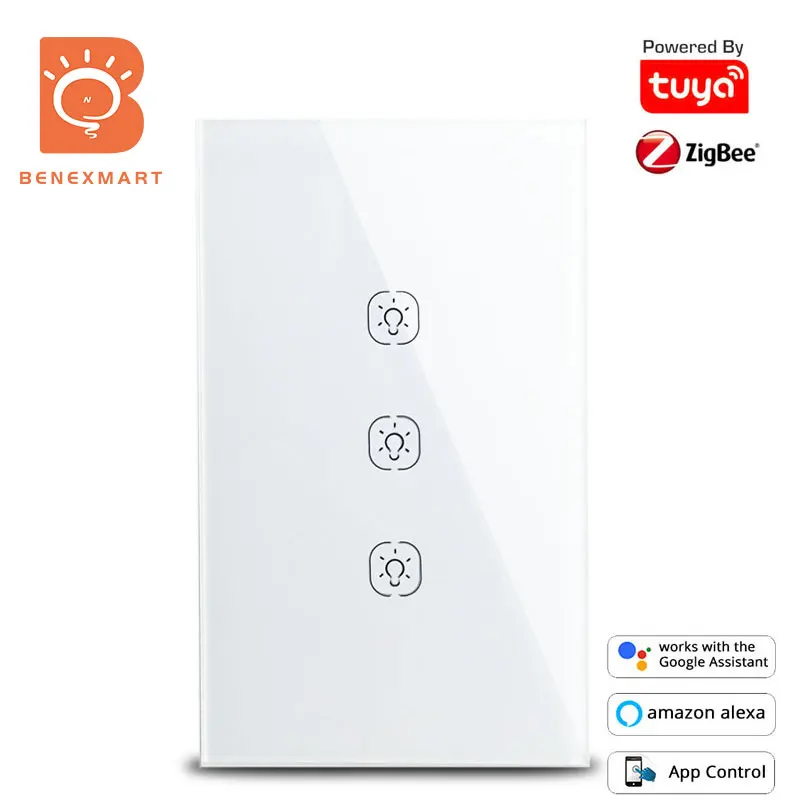 Tuya Zigbee нам сенсорный светильник переключатель 123 Gang без нейтральный прерыватель