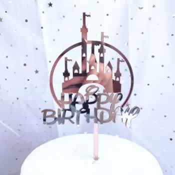 

1PC Baking Cake Decoration Supplies Acrylic Castle Cake Topper Happy Birthday Cake Decorating Topper Cupcake Toppers Picks Party