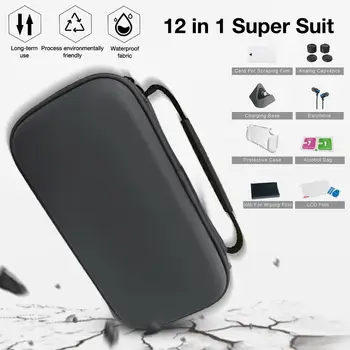 

12 in 1 Earphone Set Headset with Storage Bag Headphones Tempered Film Protective Case Silicone Cap Charging Stand for TNS-19232