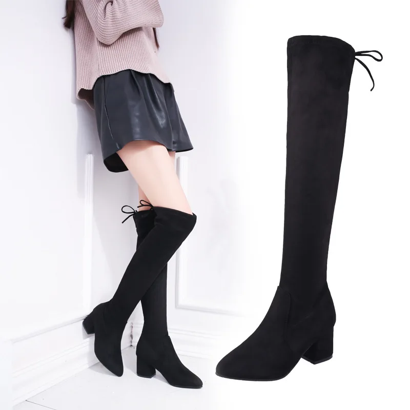 

Women's Winter Boots Women High Heel Boots Boot Long Overknee Boots Girls Elastic Boots High Boots Increase High Boots Woman