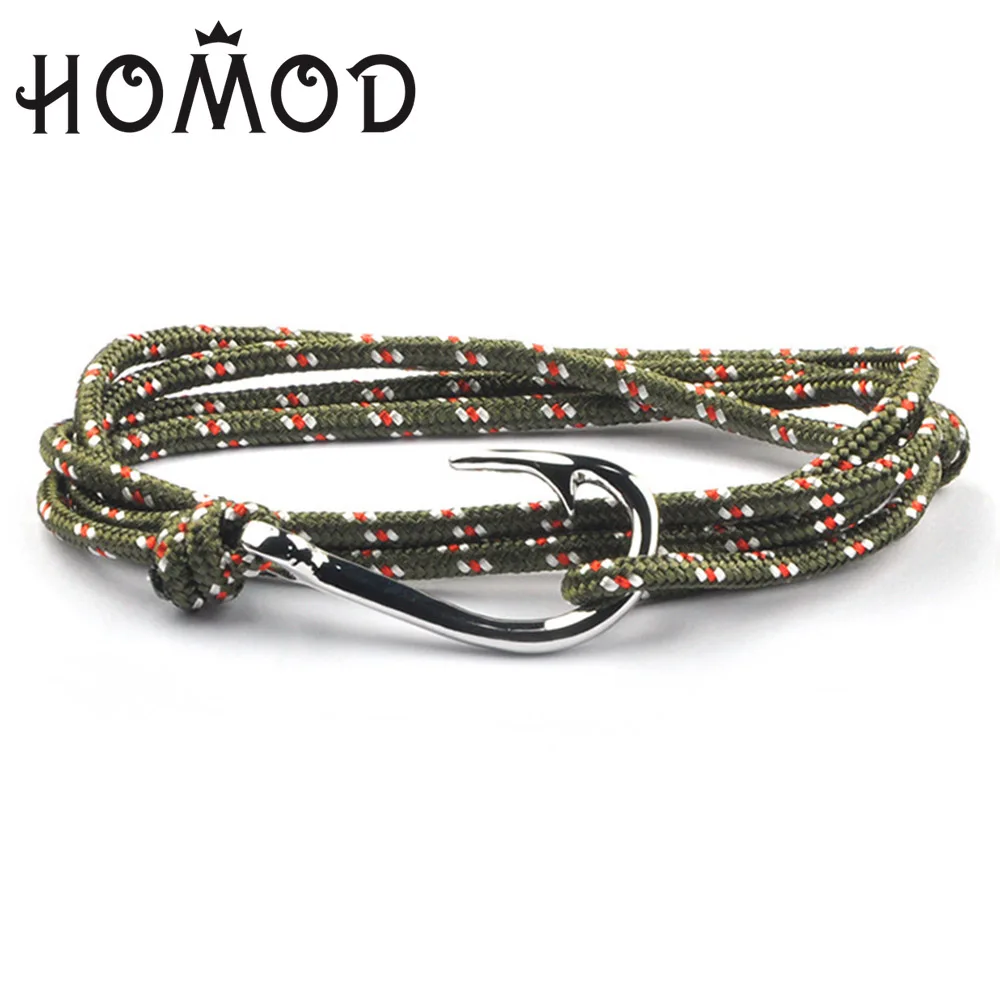 A9 HOMOD, новая мода, рыболовный крючок, якорь, браслеты для мужчин, шарм, цепь, веревка, браслет, ювелирное изделие, Мужской обруч, металлический, спортивный якорь, крючки - Окраска металла: A9