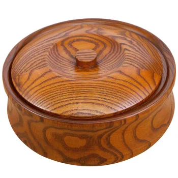 

1PC Portable Wood Fruit Basin Simple Rice Dish with Lid Large Capacity Fruit Bowl High-end High Quality Tableware Multi-purpose