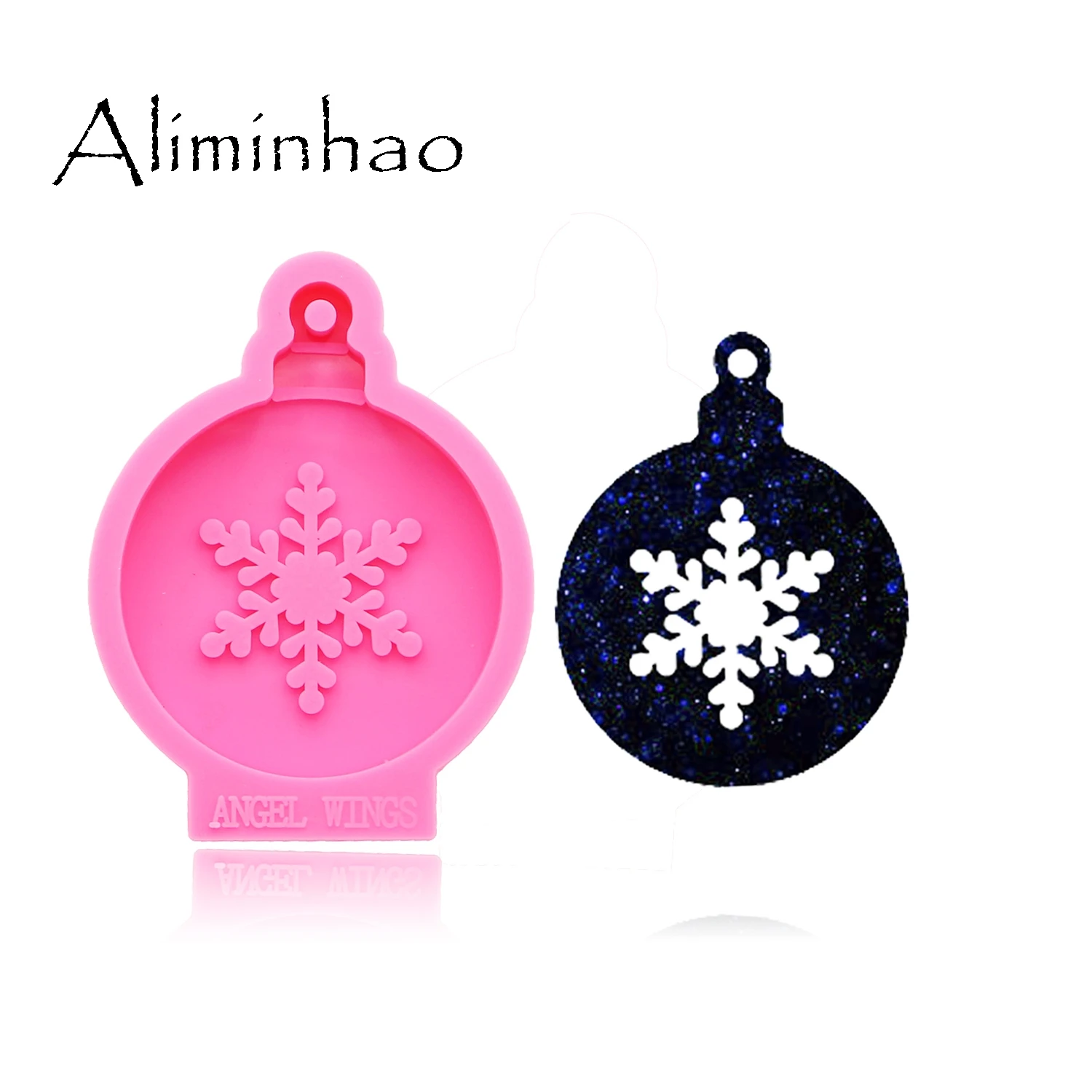 Pink 1pc DY0132 блестящая Рождественская елка снежинка силиконовые формы для торта DIY ювелирные изделия кулон Плесень кремния ремесло пользовательские формы - Цвет: Pink 1pc