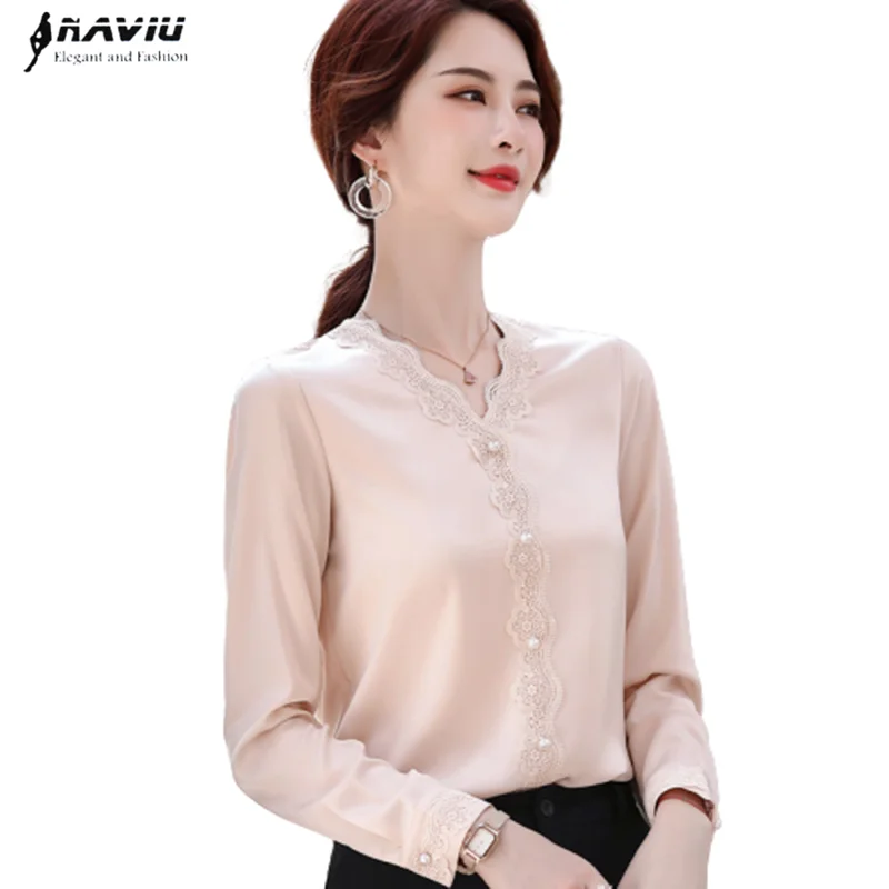 White Shirts For Women Autumn New Fashion V Neck Loose Casual