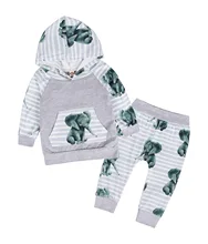 

Newborn Baby Christmas Santa Claus Gift Wear Striped Pullover Cotton Clothes Hoods Pants Anime Cartoon Elephant Casual Pajamas