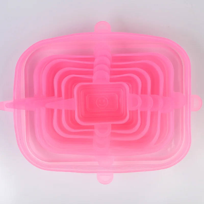 Reusable square Silicone Food Cover Stretch Lids Universal Food Wrap Cover Fresh Keeping Caps Stretchable Magic Lid