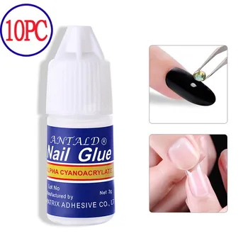 

10PC Nail Glue Use for Rhinestones Nail Stickers False Tips 3ML 3D Nail Decoration Glue Artificial Design Water