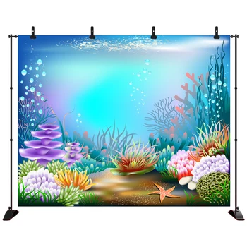 

Acejoker Under the sea Backdrop Underwater World Birthday Party Baby Shower Photography Background Vinyl Studio