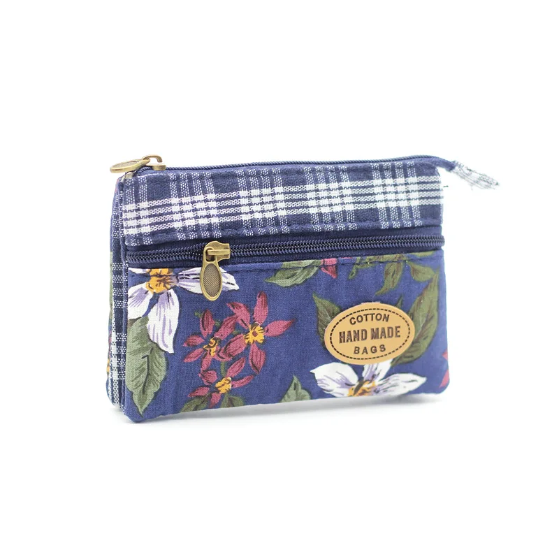 Coin Purse Fashion Flower Multi-layer Cotton Fabric Coin Purse Women Card Wallet