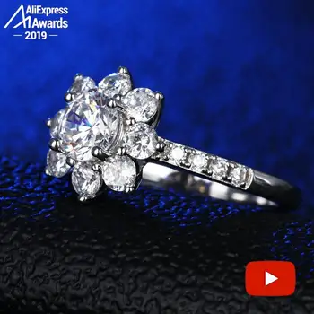 

6MM Classic Simple 1 Carat Dream Proposal Ring S925 Sterling silver Diamond 925 Women Solitaire round CUT