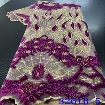 

Elegant African Velvet Lace Fabric 2020 High Quality Lace Purple Lace Fabric African Lace Materials For Wedding 5yard NA3261B-2
