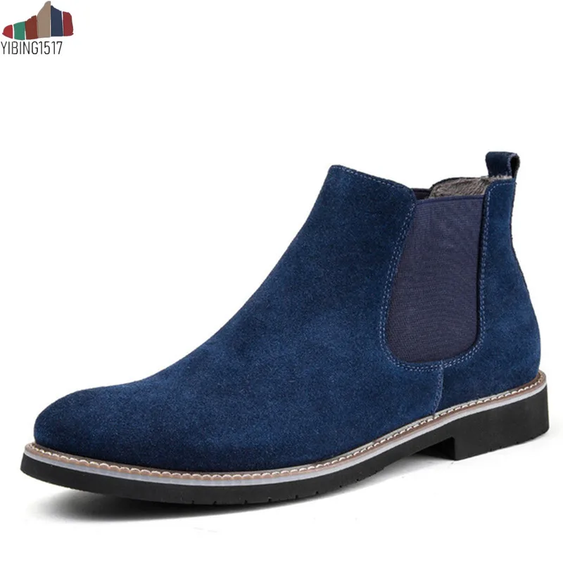 Fashion Tide Boots Men Big Size Mens Shoes Casual Pointed Toe Chelsea
Boots Men Genuine Leather Suede Slip on Great Design