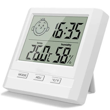

Promotion! Digital Indoor Hygrometer Thermometer With Time Display,Accurate Temperature Humidity Monitor Meter For Home,Office,N