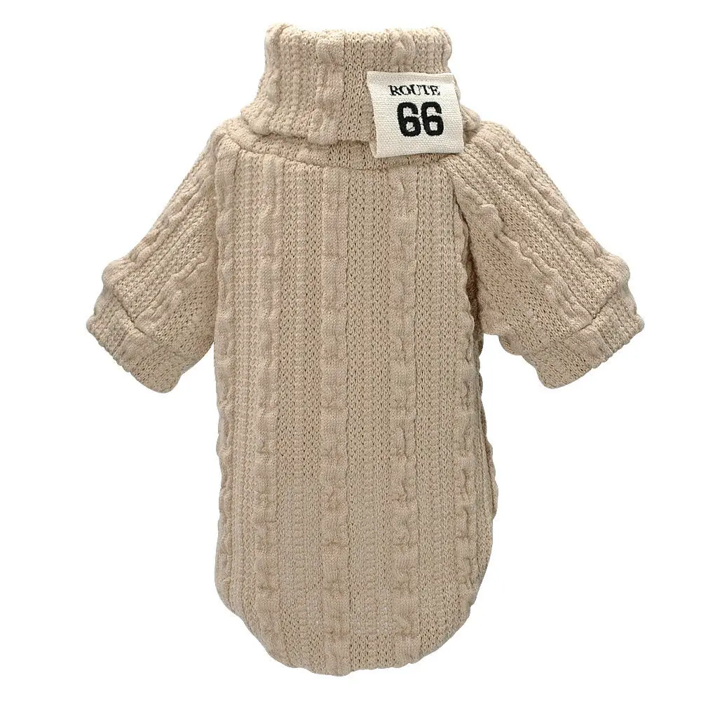 Beige Зимний теплый вязаный джемпер для маленьких собак с высоким горлом, вязаная одежда для домашних животных, свитер для щенка чихуахуа - Цвет: Beige