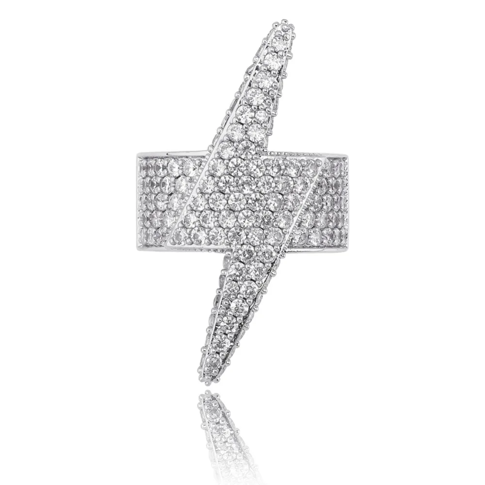 TOPGRILLZ Bling Lightning кольца Iced Out кубический циркон золото серебро Цвет Личность хип хоп ювелирные изделия для мужчин женщин