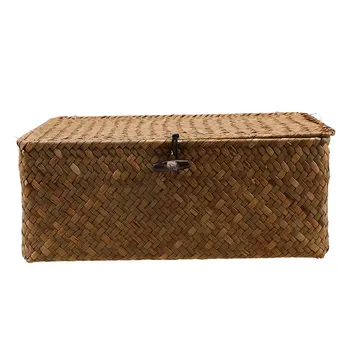 

Seaweed Hand-Woven Storage Box Storage Box Desktop Sundries Storage Box Clothes Storage Basket Finishing Basket With Lid