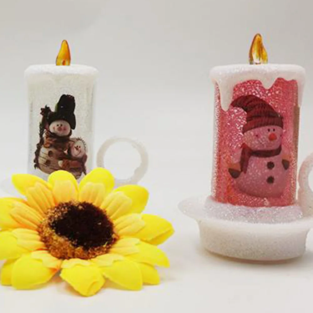 

Battery Powered Christmas Decoration Candle Light Night Snowman Cute LED Electronic Flameless PVC Party Flickering Table