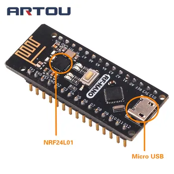 

RF-Nano for Arduino Nano V3.0 Micro USB Nano Board ATmega328P QFN32 5V 16M CH340 Integrate NRF24L01+2.4G Wireless CH340