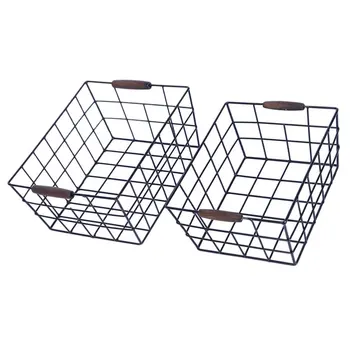 

2Pcs Metal Grid Basket Rectangular Sundries Basket Closet Basket (Random Color)