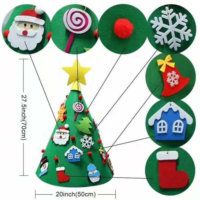 Новые экологически чистые елочные украшения из фетра рождественские шапки DIY детские игрушки ручной работы трехмерные рождественские