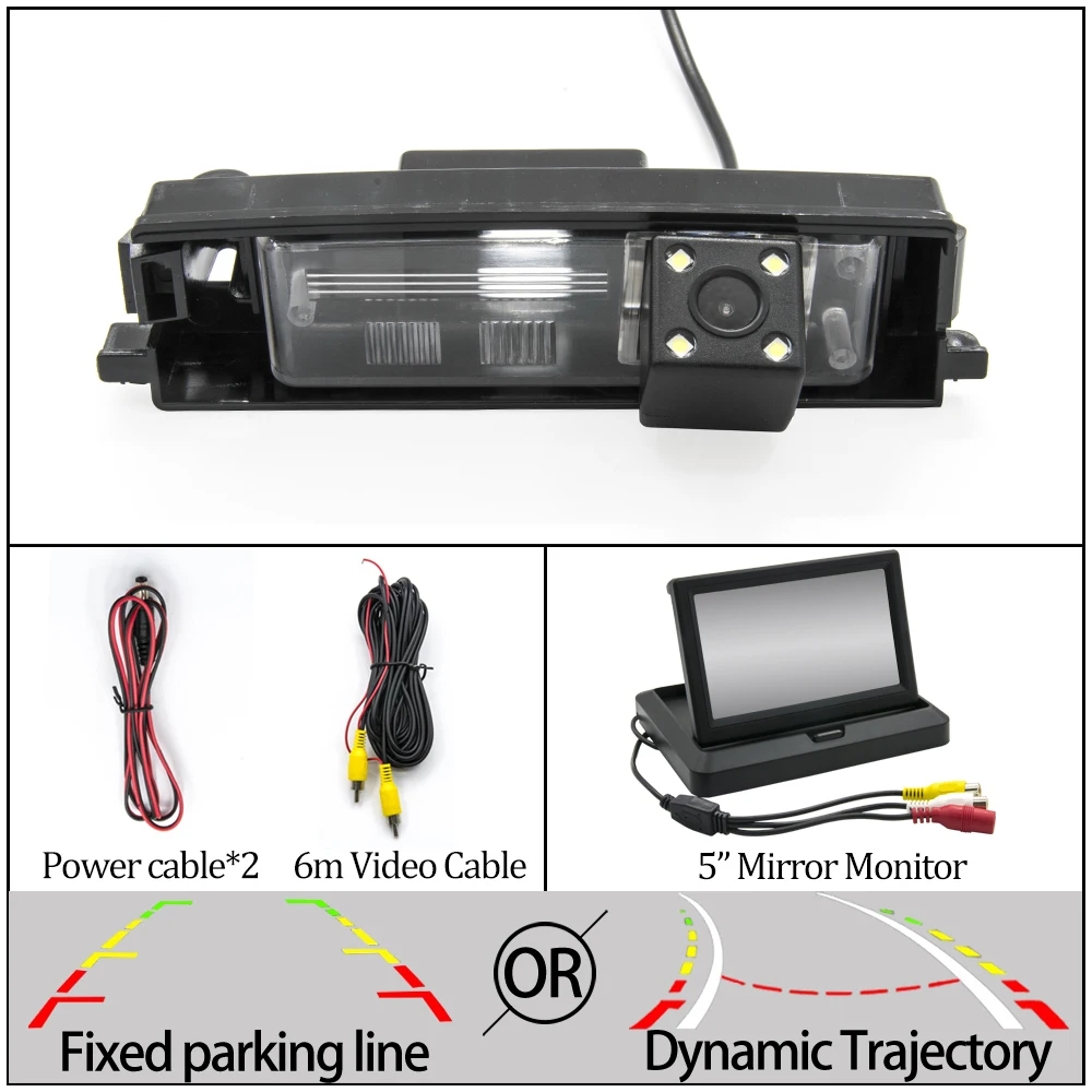 Фиксированная или динамическая траектория Автомобильная камера заднего вида для Toyota iQ/Scion iQ/Aston Martin Cygnet 2008~ RAV4 XA30/XA20 автомобильный монитор - Название цвета: 4LED N 5 in Foldable