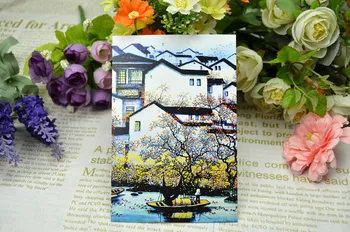 

[ForUs] Ink Painting Postcard Quiet Jiangnan Water Greeting Card Collection Art Lenticular Recycled Recordable 143*93mm30pcs