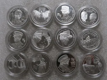 

France 1993-94 Silver Coins Full Set 12 Pieces Real Rare Silver Original Coin Collection