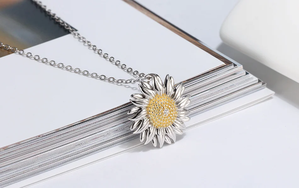 ORSA JEWELS, Стерлинговое Серебро, кулон в виде ромашки, ожерелье, высший сорт, цветы, циркон, чистый 925, ожерелье, вечерние, красивые ювелирные изделия SN206
