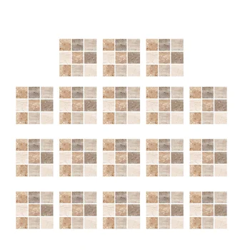 

18pcs Imitation Tile Sticker Splice Design Pasters Self-adhesive Wall Decals for Kitchen Bathrooom Beige and Light Brown