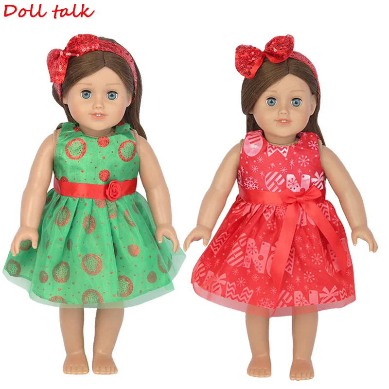 Красивая красная Рождественская Кукла одежда юбка+ головной убор, комплект детской одежды для девочек 18 дюймов American и 43, одежда для малышей на Bron куклы платье для малышки кукольные аксессуары