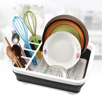 

Hot Sale Folding Drain Bowl Rackleware Storage Rack Kitchen Organizer Shelf Multifunction Bowl Plate Tableware Storage Holder