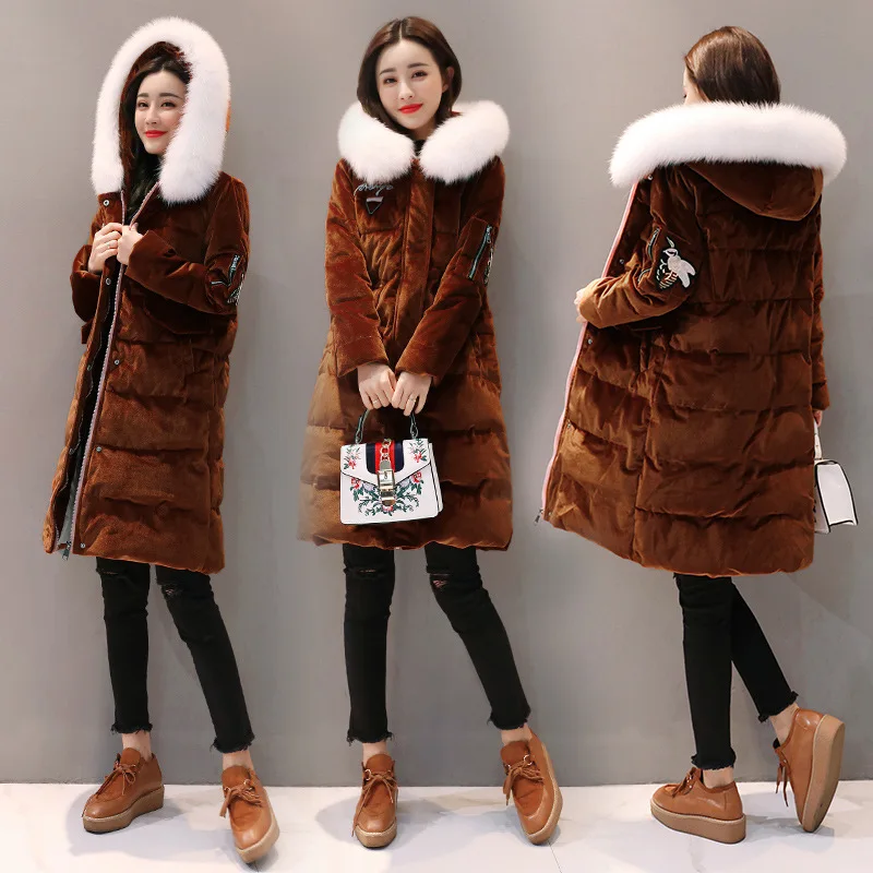

2018 Winter Ylfs8311b with Genuine Fur Collar Women's Elegant Fashion Slimming Cotton-padded Clothes