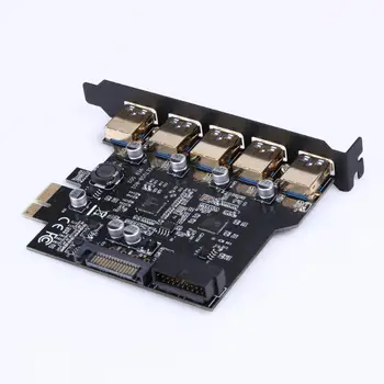 

Super Speed PCI-E to USB 3.0 19-Pin 5 Port PCI Express Expansion Card Adapter SATA 15Pin Connector with Driver CD for Desktop